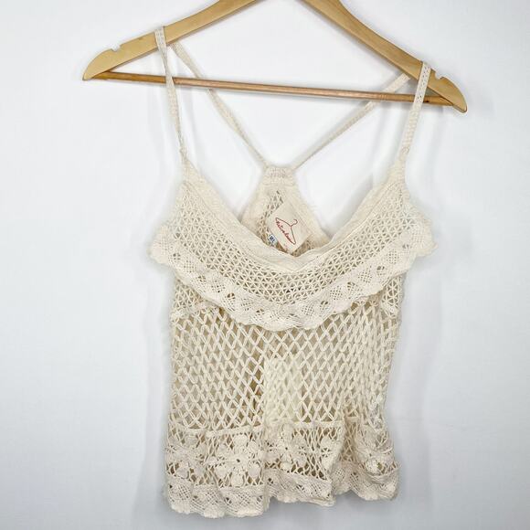LF Native Rose Evie Cream Natural Woven Top Women's Size Medium/Large M/L NWT - Picture 1 of 7